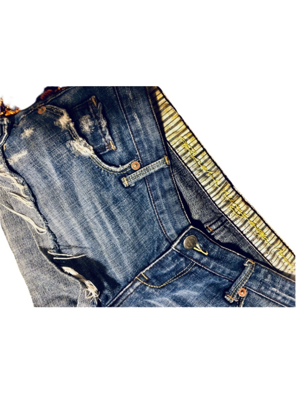 Vintage Ruehl Super Low Rise Distressed Jean Shorts Size 25 - Picture 5 of 10